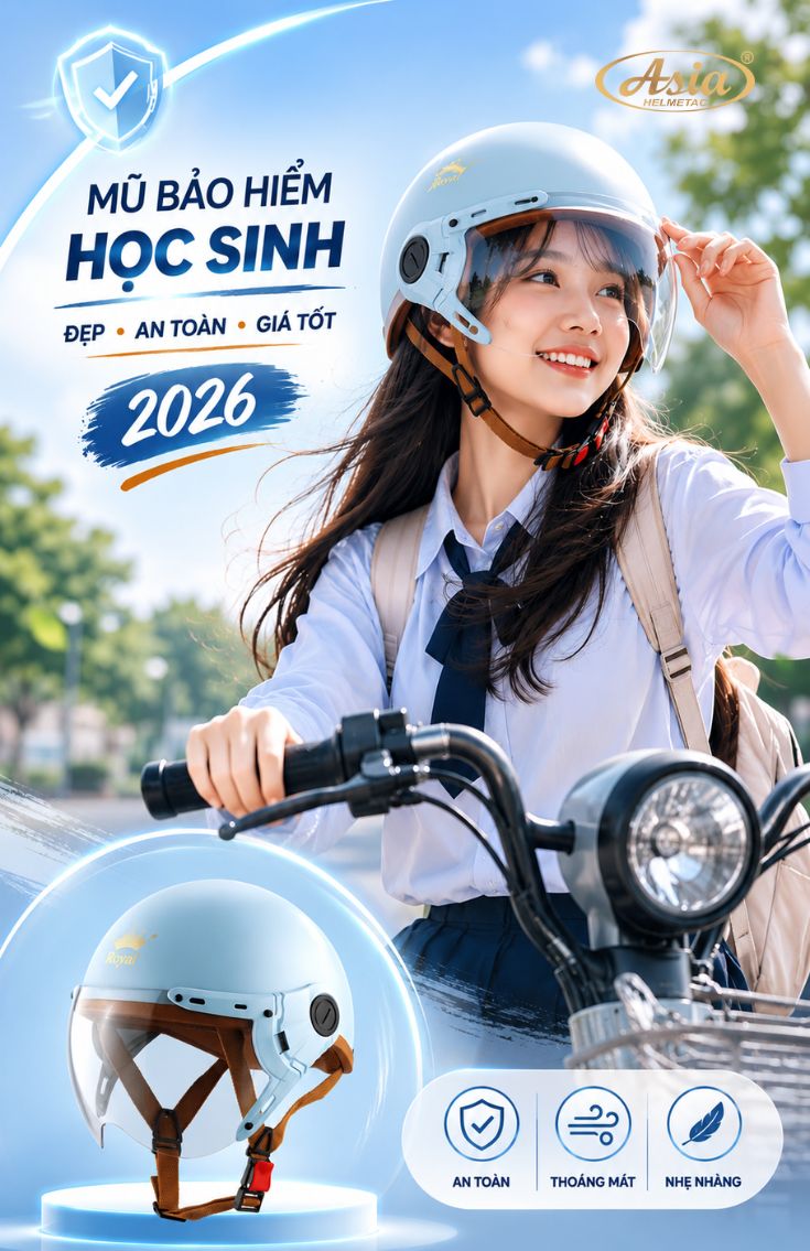 Top mũ bảo hiểm học sinh đẹp, an toàn và giá tốt 2026